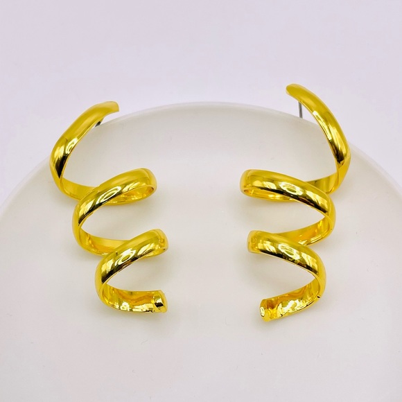 NEW Gold Spiral Earrings - Picture 2 of 4